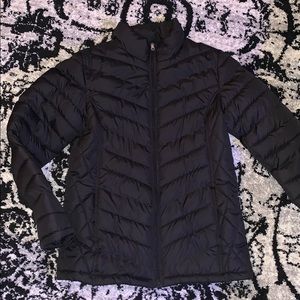 Slim black puffer jacket with pockets